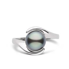 This Embrace ring holds an 8.0-9.0 mm, AAA quality, Tahitian pearl. The ring's two loops of gold embrace the pearl with two loops of gold wrapped like arms around the perfectly spherical pearl. For decades our buying team has been making regular trips to French Polynesia to source these incredibly colorful pearls. Because we personally import every Tahitian pearl we offer, we can guarantee they are 100% natural color and have never been treated in any way. Ring Pearl Modern, Pearl Jewellry, Pearl Ring Design, Akoya Pearl Ring, Tahitian Pearl Ring, Black Pearl Ring, Tahitian Black Pearls, Gold Wrap, Jewelry Appraisal