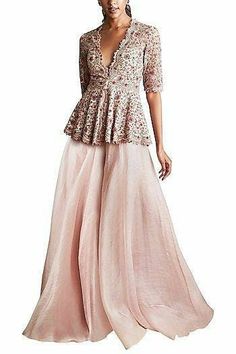 Ridhi Mehra Sharara, Peplum Indian Outfit, Indian Attire Classy For Wedding, Reception Bride Dress, Peplum Top Indian, Peplum Top With Sharara, Top With Sharara, Garara Suit, Peplum Top Outfits