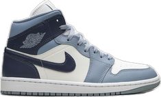 Jordan Air, Blue Sneakers, Sneakers Blue, Air Jordan 1 Mid, Jordan 1 Mid, Air Jordan 1, Jordan 1, Air Jordan, Two Tone