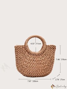 BirdinBag - Womens Half-Round Straw Beach Bag, Crossbody Style, Minimalist Design, Ideal Mothers Day Gift Trendy Beach Bag With Round Handle For Daily Use, Trendy Everyday Straw Bag With Round Handle, Beach Bag With Large Capacity And Round Handle, Casual Bags With Large Capacity And Round Handle, Casual Bag With Large Capacity And Round Handle, Casual Bags With Round Handle For Daily Use, Casual Shoulder Bag With Round Handle For Travel, Large Capacity Shoulder Bag With Round Handle For Summer, Casual Travel Shoulder Bag With Round Handle