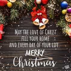 merry christmas message with bells and decorations