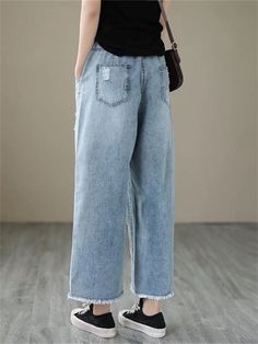 Description Product ID: BT2041215 Material: Denim,Polyester Pattern: Embroidery Season: Spring, Summer,Fall Style: Casual, Simple, Fashion Occasion: Daily, Vacation, Street, Outdoor Activities,Dating Package included: 1 * Jeans Size Chart (Asian Size): Please allow 1-3 cm measured error. Tag Size Length Waist Hip cm | inch cm | inch cm | inch M 86cm | 33.8'' 62-82cm | 24.4''-32.2'' 106cm | 41.7'' L 86.5cm | 34.0'' 66-86cm | 25.9''-33.8'' 112cm | 44.0'' XL 87cm | 34.2'' 70-90cm | 27.5''-35.4'' 118cm | 46.4'' Fall Style Casual, Pants Embroidery, Casual Wide Leg Pants, Simple Fashion, Jeans Size Chart, Fall Style, Summer Fall, Autumn Summer, Season Spring