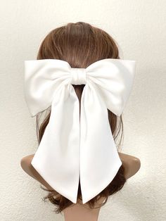 "Giant satin hair bows as big as you need for all occasions Size of bow: (Length x Height) 9.5\" x4.3\" Size of tail:(long x width) 9\"x4.3\" Size of barrette: 3.89\" If you're what to attach on dress please write a note with your order custom orders welcome, please contact me! Current processing time is 1-3 business days before shipping. SHIPPING: All orders are shipped USPS First Class Flat mailer with tracking information. Thank you for taking your time to visit Twin craft store. I hope you f Luxury Headbands, Unique Bows, Trendy Hairstyle, Ribbon Hairstyle, Flower Girl Hairstyles, French Barrette, Craft Store