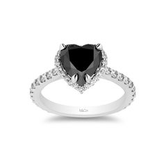 Corazon Black & White Diamond Ring — Iz&Co. Unique Black Diamond Engagement Ring, Black White Diamond Ring, Black Wedding Rings, Diamond Heart Ring, White Diamond Ring, Black Diamond Ring Engagement, Black Diamond Ring, Couple Jewelry, Black Jewelry