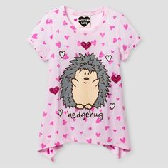 You Won't Be Able To Rein In Your Excitement For These Girls' Short Sleeve Pink Tee Cute Character Print Tops For Sleepovers, Hedgehog Valentine, Online Kids Clothes, Valentine T Shirts, Pink Tee, These Girls, Pink Heart, Pink Girl, Kids Shirts