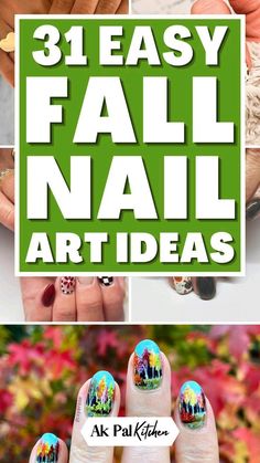 Fall Nails With Leaf, Rustic Nail Designs, Easy Fall Nail Art, Fall Nails Pumpkin, Harvest Nails, Sweater Weather Nails, Fall Manicure Ideas, Dark Fall Nails, Weather Nails