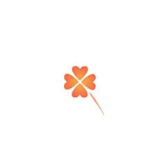 an orange four - leaf clover on a white background with the word love written below it