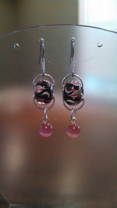 Black and Pink Lampworked Earrings by SunsetJewelryShop on Etsy, $6.00 Pandora Beads Ideas, Pink And Black Earrings, Unique Diy Earrings Ideas, Jewelry Homemade, Anting Manik, Lampwork Bead Jewelry, Diy Jewelry Earrings, Rings Black, Jewelry Making Earrings