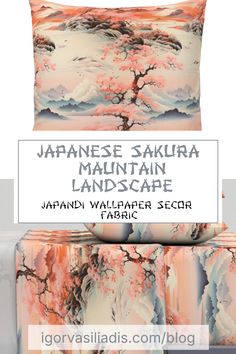 Japanese Hanami Mountain Landscape | 20+ Wallpaper, Decor & Fabric designs by Igor Vasiliadis Mountain Landscapes, Mesmerizing Beauty, Japandi Style, Japanese Landscape