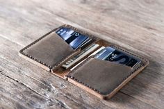 Handmade Leather Card Wallet, crafted by the folks at JooJoobs. Love this wallet! #handmadeperfection Idea Wedding, Wallet Design, Fun Wallets, Engraved Wallet