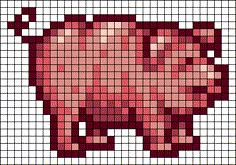 an elephant made out of squares in red and white