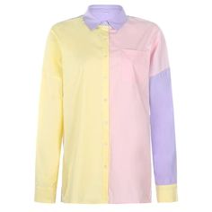 casual plus size colorblock turn down collar oversized long sleeve blouse Aesthetic Tops, Women Blouses Fashion, Cheap Blouses, Shirt Oversize, Oversized Long Sleeve, Women Blouse, Blouse Styles, Contrasting Colors, Color Blocking