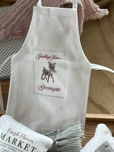 the aprons are being displayed for sale