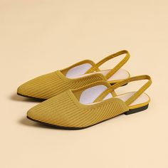 Shop Yellow Quilted Slingbacks Flats Backless Pointed Toe Flat Shoes color Yellow for Dancing Club, Going out, Party, Work with worldwide Free shipping & Free return. Dancing Club, Yellow Quilts, Shoes Color, Shoe Size Chart, Flat Shoes, Yellow Color, Shoes Flats, Going Out, Heel Height