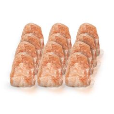 six donuts with icing on them sitting in the middle of a white background