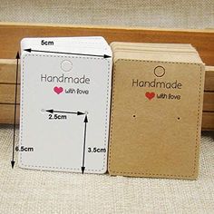 two small cards with measurements for each card