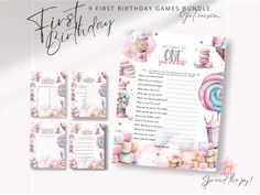 the first birthday games bundle is shown