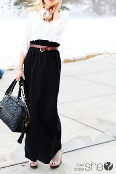 how to wear my too-long maxi skirt Work Outfits Women Skirt, Random Fashion, Casual Skirt Outfits, Fashion Corner, Fashion Friday, Project Runway, Casual Work Outfit, Christian Siriano, Hottest Fashion Trends