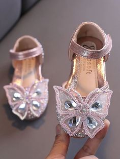 Sandals With Bow, Sparkle Flats, Diamond Princess, Glitter Flats, Ankle Strap Flats, Princess Shoes, Shoes Soft, Bow Heels, Bow Shoes