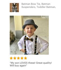 Batman Bow Tie Batman Suspenders Toddler Batman Batman Baby | Etsy Batman Baby, Batman Inspired, Baby Batman