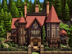 The Sims Resource - Jewelry Producer House Sims 4 Gothic Cottage, Sims 4 Gothic Mansion, Sims Layout, Sims4 House, Gothic Cottage, Gothic Mansion, Sims Builds, Sims 1, Fantasy House