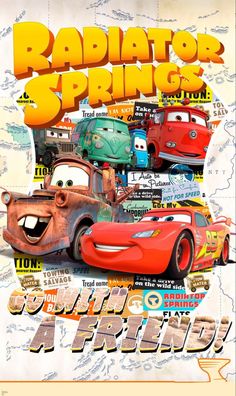 the poster for disney pixar's cars movie