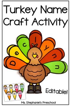 Turkey Preschool Craft - Name Activity Turkey Bulletin Boards For Preschool, November Door Ideas For Classroom, Name Crafts Preschool, Thanksgiving Bulletin Boards Preschool, November Crafts Preschool, Turkey Preschool, November Preschool Activities, Name Project, Classroom Thanksgiving