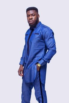 Joggers Men Outfit, Jean Shirt Outfits, African Male Suits, Jean Shirt Men, Joggers Men, Gents Kurta, Pants Jogger, African Shirts