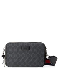 Gucci GG Supreme Canvas Shoulder Bag - Farfetch Gucci Luxury Shoulder Bag With Gunmetal Hardware, Gucci Black Shoulder Bag With Zipper Closure, Luxury Gucci Shoulder Bag With Gunmetal Hardware, Black Gucci Shoulder Bag With Zipper Closure, Modern Gucci Bags With Zipper Closure, Classic Gucci Bag With Zipper Closure, Luxury Shoulder Bag With Logo Strap In Coated Canvas, Gucci Leather Bag With Zipper Closure, Gucci Leather Shoulder Bag With Zipper Closure