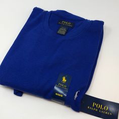 Polo Ralph Lauren Men’s Waffle Knit Crewneck Long Sleeve Shirt In Blue With White Logo, New With Tags! Classic Blue Tops With Ribbed Collar, Classic Blue Top With Ribbed Collar, Blue Casual T-shirt With Ribbed Collar, Blue Short Sleeve Winter Sweater, Classic Blue Crew Neck Polo Sweater, Mens Grunge, Ralph Lauren Tshirt, Polo Sport Ralph Lauren, Polo Ralph Lauren Shorts