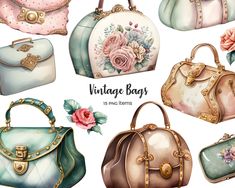 vintage purses are painted in pastel colors