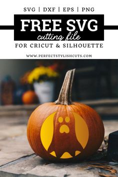 a pumpkin with the words free svg cutting files for cricut and silhouette