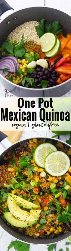 one pot quinoa chili is an easy and healthy meal that's ready in less than 30 minutes