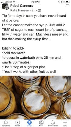 some jars filled with food and sugar on top of each other in front of an iphone screen