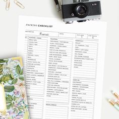 an image of a printable checklist next to a camera