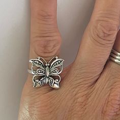 *  Sterling Silver Large Butterfly Ring, Spirit Ring, Silver Love Ring, Promise Silver Ring, Butterfly Silver Ring, Statement Ring, Thumb Ring, Index Ring, 925 Stamped *  Butterfly Jewelry represents personal development and renewed start, new hope, or fresh beginnings.     Butterflies also represent spring and embody the beauty of symmetry, pattern, color, and shape. *  Perfect gift idea for any occasion: birthday, anniversary, engagement, graduation, bridesmaid, Mother's Day, Valentine's Day, Butterfly Open Ring Gift, Adjustable Open Butterfly Ring For Anniversary, Adjustable Silver Butterfly Ring For Anniversary, Adjustable Sterling Silver Butterfly Ring For Anniversary, Silver Butterfly Ring Stamped 925 As Gift, Silver Butterfly Rings As Gift, Butterfly Open Ring Metal Gift, Formal Sterling Silver Butterfly Ring, Elegant Silver Hallmarked Butterfly Ring