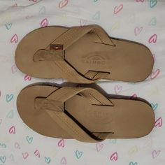 Nwot. Real Leather And Very Comfortable. Wrong Size For Me. Any Questions Just Ask! Brown Flip Flops With Arch Support And Round Toe, Brown Flip Flops With Arch Support, Comfortable Brown Closed Toe Flip Flops, Comfortable Brown Flip Flops, Comfortable Brown Round Toe Flip Flops, Beige Leather Round Toe Flip Flops, Brown Cushioned Flip Flops With Round Toe, Rainbow Shoes, Women's Shoes Sandals