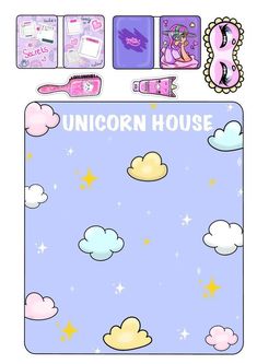 the unicorn house game is shown with its contents