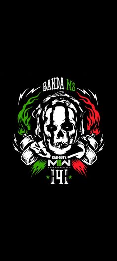 the logo for banda ms's motorcycle club, which is painted in red and green