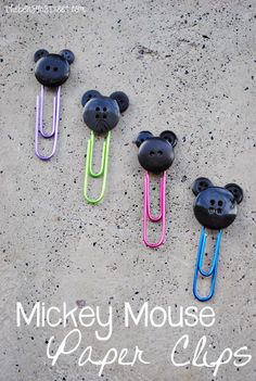 mickey mouse paper clips are on the ground