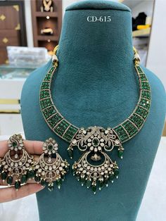 Hey, Welcome to our shop! Sabyasachi Nita Ambani Wedding Inspired Trendy Latest Royal Gold Plated Emerald heavy look Bridal Heavy Bridal Polki Kundan Choker Necklace set with earrings ,punjabi wedding,pakistani nikaah jewellery, bridal set Indian Wedding Bollywood Bridal Style Fine Quality / Engagement Jewelry / Statement Jewelry Set/ Dangler Earring For Women And Girl/ Best For Anniversary / Birthday / Valentine's Day.  < 1 DAY ITEM SHIPMENT | 7-8 Days Delivery TIME> About our Jewellery - Classic, Brilliant & Elegant. We deal in all type of Premium Indian Bollywood Jewellery. * AD Jewelry set * Kundan Necklace * Polki Jewellery * Uncut Jewellery * AD Ring * AD Bangles * AD Pendant Set * Pachi Kundan & many more.. * All our products are made with high-quality stones, the intricate texture Wedding Green Meenakari Anarkali Set, Green Meenakari Anarkali Set For Wedding, Green Wedding Anarkali Set With Meenakari, Intricate Design Dupatta For Eid Reception, Intricate Design Dupatta For Reception And Eid, Green Meenakari Sharara For Wedding, Kundan Sharara For Wedding And Festivals, Bollywood Bridal Set With Zari Work For Wedding, Diwali Bridal Sets With Intricate Design For Reception