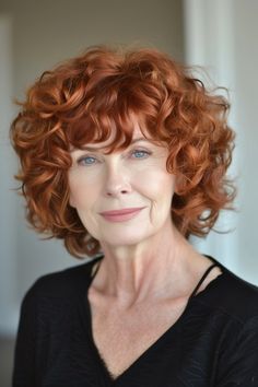 79+ Curly Hairstyles for Women Over 60 Wavy Layered Haircuts, Medium Length Curls, Short Permed Hair, Auburn Color, Grey Curly Hair, Grey Hair Inspiration, Hairstyles For Women Over 60, Medium Curls, Layered Haircuts For Medium Hair