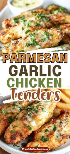 parmesan garlic chicken tenders on a plate