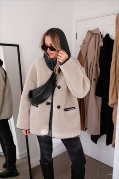 Faux Shearling Coat Outfit, January Vibes, Teddy Jacket Outfit, Faux Fur Coats Outfit