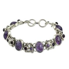 Amethyst link bracelet, 'Royal Purple' - Amethyst Bracelet Handcrafted in Sterling Silver Jewelry Jewelry Royal, Jewelry Images, Amethyst Bracelet, Fancy Jewelry, Royal Purple, 925 Sterling Silver Jewelry, Purple Amethyst, Jewelry Ideas, Link Bracelets