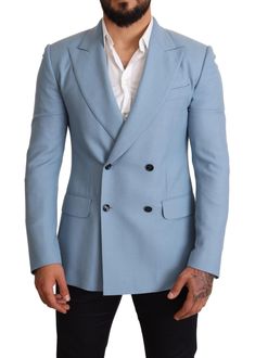 Dolce & Gabbana Blue Cashmere Silk Slim Fit Blazer Jacket Dolce And Gabbana Suits, Mens Blazer, Fitted Blazer Jacket, Slim Fit Blazer, Dolce And Gabbana Blue, Slim Fit Blazers, Sports Blazer, Fitted Blazer, Dolce And Gabbana Man