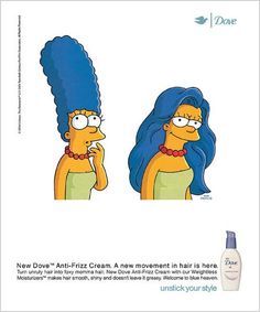 the simpsons character with blue hair is shown