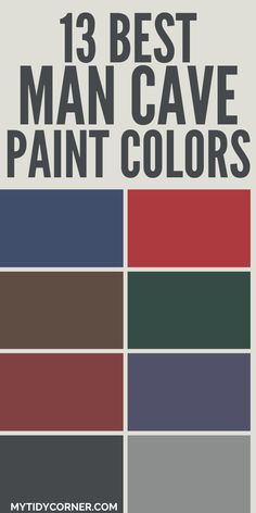 popular man cave paint ideas for wall Blue Man Cave Ideas, Basement Room Color Ideas, Paint Colors For Mens Bedroom, Man Cave Color Ideas, Man Cave Paint Ideas Color Schemes, Masculine Color Palette Man Cave, Man Cave Colors Paint