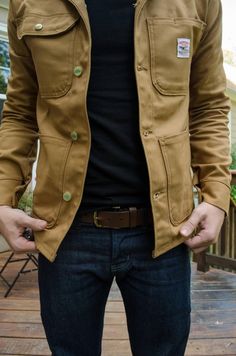 Workout Man, Mens Fashion Rugged, Chore Coat, Sharp Dressed Man, Well Dressed Men, Brown Jacket, Womens Fashion Trends, Well Dressed