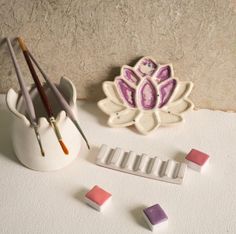 Buy Lotus Ceramic Paint Palette Set Handmade Ceramic Palette Set, Ceramic Brushrest With Ceramic Watercup, Best Artist Gift Online in India - Etsy